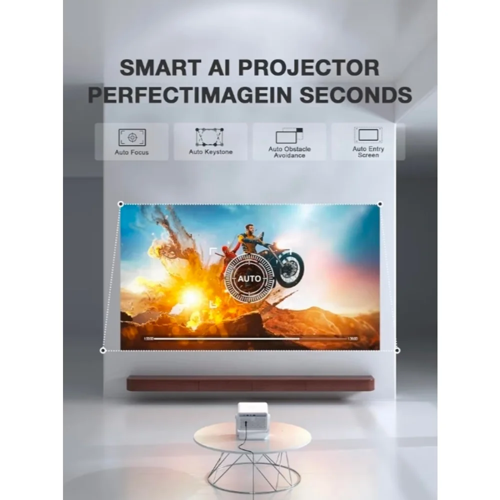 4K Smart Projector with WiFi and Bluetooth, Officially-Licensed App - Picture 3 of 8